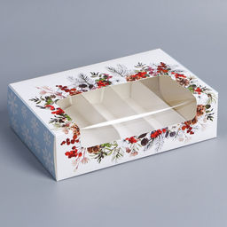 Цена за 5 шт. Коробка для эклеров с вкладышами «Новогодняя акварель», 25×15×7 см