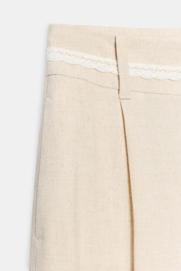 BERMUDA LARGA PUNTILLA CON LINO / Crudo - Zara фото 7