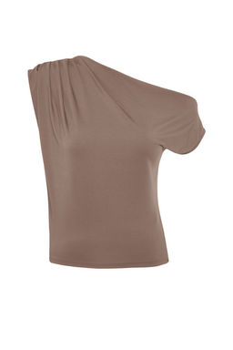 Vizon Regular/Normal Kal?p Asimetrik Yaka S?f?r Kol C?tc?tl? Esnek Orme Bluz TWOSS24BZ00396