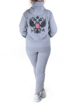 Y248-8 GRAY Спортивный костюм женский (100% хлопок) - Фабричный китай фото 7