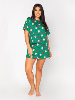 Пижама женская кулирка с шортами "КРИСТИ" ЗЕЛЕНЬ