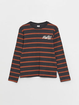 Bisiklet Yaka ?izgili Uzun Kollu Erkek ?ocuk Ti??rt