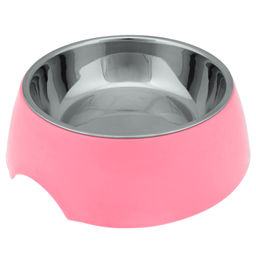 Пэт тойс (Pet toys) Миска для кормления животных из нержавеющей стали Том 0,4л, д14см h3,9см, пластмассовая подставка 17х17,4см h5,5см, прорезиненные ножки, цвета в ассортименте: розовый, салатовый, бирюзовый (Китай) фото 3