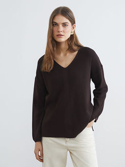 V Yaka Kad?n Triko Kazak