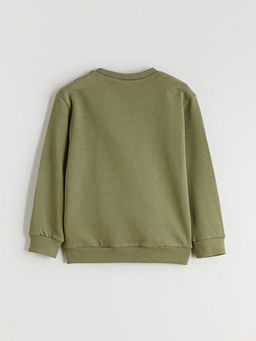 Bisiklet Yaka Bask?l? Erkek ?ocuk Kal?n Sweatshirt