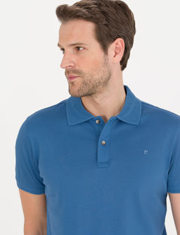 Koyu Mavi Slim Fit Polo Yaka Merserize Ti__rt