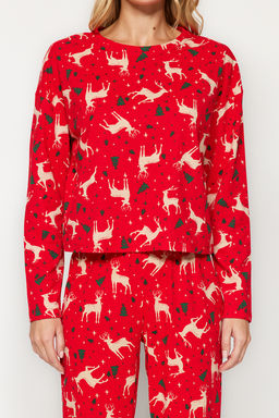 Trendyolmilla Lacivert %100 Pamuklu Y?lbas? Temal? Orme Pijama Tak?m? THMAW21PT0771  фото 3