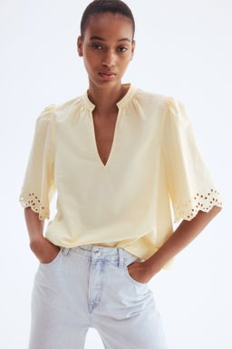 Blusa de algod?n con bordado ingl?s - H&m фото 4