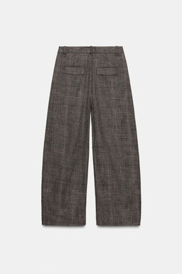ZW COLLECTION CHECKED BALLOON TROUSERS WITH WOOL - Zara фото 7