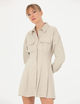 Bej A Kesim Dokuma Elbise - Pierre cardin фото 3