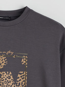 Bask?l? Oversize Kad?n Sweatshirt Tunik