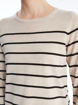 Bisiklet Yaka ?izgili Uzun Kollu Kad?n Triko Kazak - Waikiki фото 3