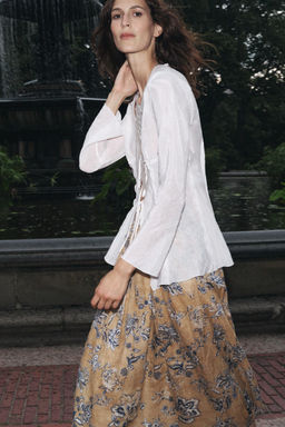 ZW COLLECTION RAMIE FLORAL PRINT SKIRT - Zara фото 10