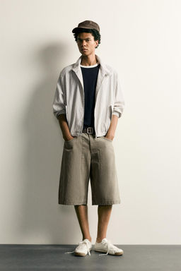 JORTS LAVADO ESTAMPADO RAYAS / Tostado