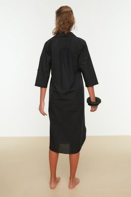 Siyah Dokuma Y?rtmacl? Plaj Midi Elbise TBESS21EL3847 - Trendyolmilla фото 4