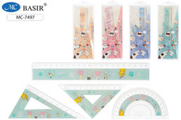 Набор чертежный Basir "Лапки" (MC-7497) треуг.2шт., лин.20см., транспортир, с рисунком