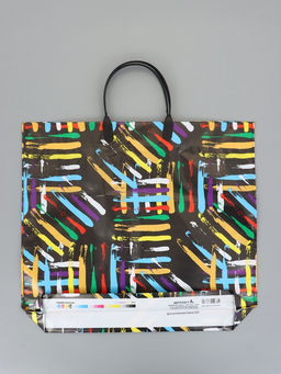 Цена за 10 шт. Пакет "Цветные линии", полиэтиленовый с пластиковой ручкой, 38 х 34 + 3 см, 90 мкм