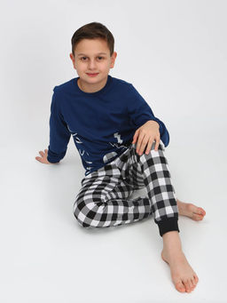 Пижама для мальчика 92228 салатовый/черная клетка 870 Lets go