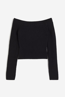 Jersey off-the-shoulder en punto de canale - H&m фото 4
