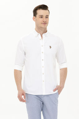 U. S. Polo Assn / Мужская белая рубашка с длинным рукавом