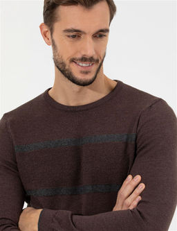 A__k Kahverengi Slim Fit Bisiklet Yaka Triko Kazak - Pierre cardin фото 2