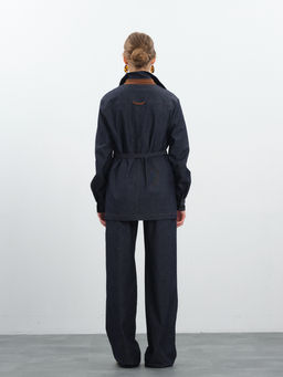 Темно-синие брюки из денима virele