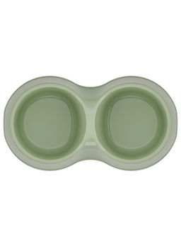 Цена за 2 шт. Миска двойная "Мур-мяу", 200 мл, 22.5 см × 13 см × 6 см, пластик, цвет фисташковый