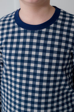 Пижама подростковая из кулирки пенье на манжетах Дрёма клетка синяя - Амадэль фото 24