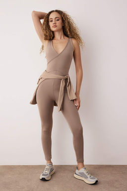 Kahverengi 88% Polyester,12% Elastan Duz Dalg?c/Scuba Sportswear Tulum THMAW26TU00001