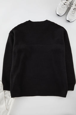 TRENDYOL MAN Siyah Oversize Bisiklet Yaka Dokulu Triko Buyuk Beden Kazak TMNAW25AN00010 - Trendyolmilla фото 8