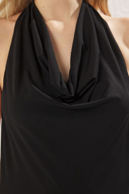 TRENDYOLMILLA Mavi Y?lan Bask?l? Degaje Yaka Vucuda Oturan Alttan C?tc?tl? Esnek Orme Body TWOSS25BD00009 фото 10