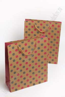 Пакет крафтовый с рисунком "Горошек" 26*32*10 см (12 шт) SF-7171, №4