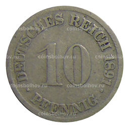 Монета 10 пфеннигов 1891 года D Германия