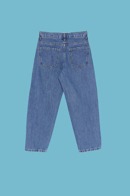 Koyu Mavi Erkek Cocuk Baggy Pamuklu Ayarlanabilir Lastikli Denim Pantolon Jean TKDSS24PL00005 - Trendyolmilla фото 9