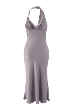 Gri Tas Aksesuar Detayl? Dokuma Saten Midi Astars?z S?k/Gece Elbise TPRAW26EL00142 - Trendyolmilla фото 6