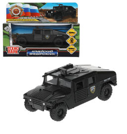 . Машина металл "Армейский внедорожник" 12 см, двери, багажн, инерц, черн, арт.HAMVE-12-BK