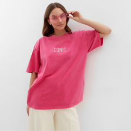Футболка из вареного хлопка женская Mist Icon, размер L, розовая