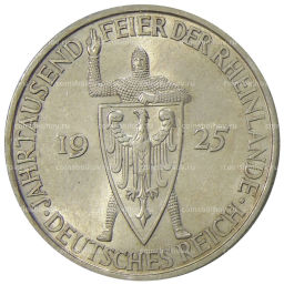 5 рейхсмарок 1925 года A Германия Тысячелетие Рейнской области (Рейнланда)