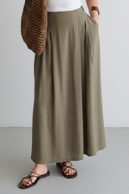 Haki Genis Paca Modal Tuseli Etek Gorunumlu Pantolon TWOSS26PL00081 - Trendyolmilla фото 2