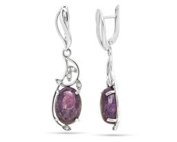 Серьги из серебра чароит, СПН4043