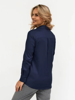 Блузка женская дл. рук. T-lab TL-B-002V-синий.стрейч  фото 3