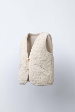 CONTRAST CORDUROY AND FAUX SHEARLING WAISTCOAT - Zara фото 2