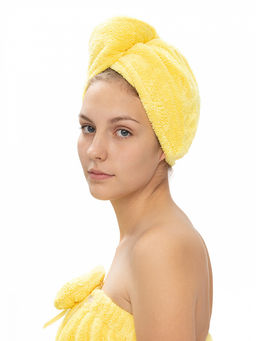 Тюрбан - повязка для сушки желтый 25x65 - Denastia фото 3