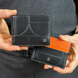 Итальянский кожаный кошелёк DuDu серии Caprera | черно-оранжевый - Dudubags фото 4