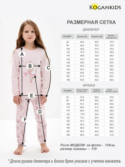 Нежно-розовая пижама для девочки с принтом - Kogankids фото 27