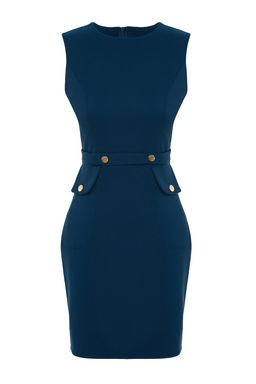 TRENDYOLMILLA Petrol Kemerli Vucudu Saran Cep Detayl? Mini Dokuma Elbise TWOSS23EL02037  фото 11