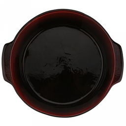 Лоток для запекания керамический "Десерт" 2л, д23,5см, h12,5см, "Мак черный", малый, с ручками, с крышкой (Россия)