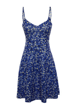 Mavi Cicek Desenli S?rt Dekolteli Belden Ac?lan Mini Ayarlanabilir Ask?l? Orme Elbise TWOSS20EL1630 - Trendyolmilla фото 4