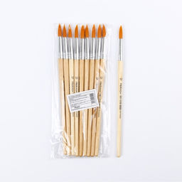 Цена за 10 шт. Кисть для рисования, нейлон, № 12, круглая, деревянная ручка, международный размер