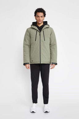 Водоотталкивающее водонепроницаемое пальто приталенного кроя DeFactoFit с флисовой подкладкой и капюшоном  фото 5